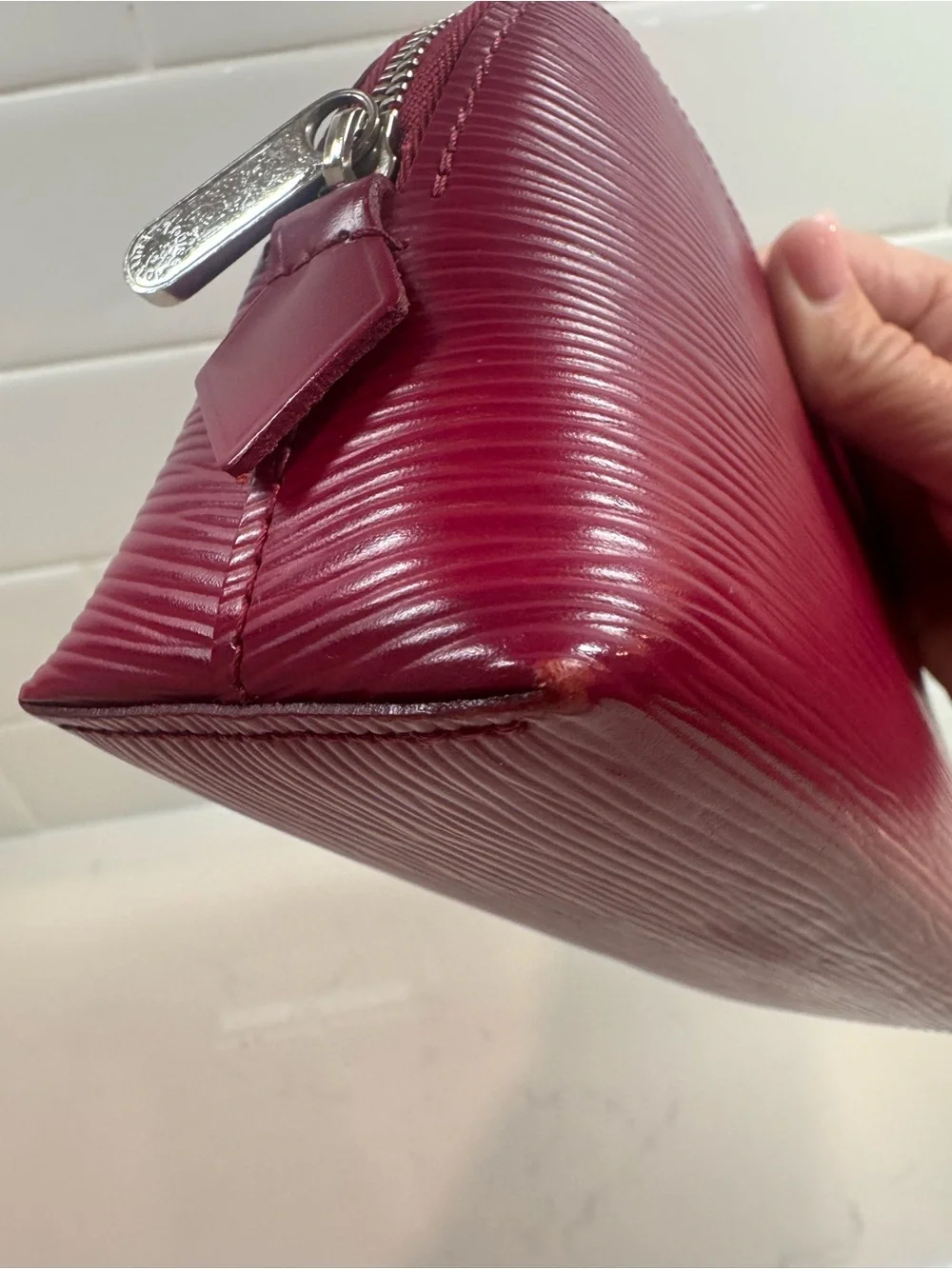Authentic Louis Vuitton Fuchsia Epi leather cosmetic bag